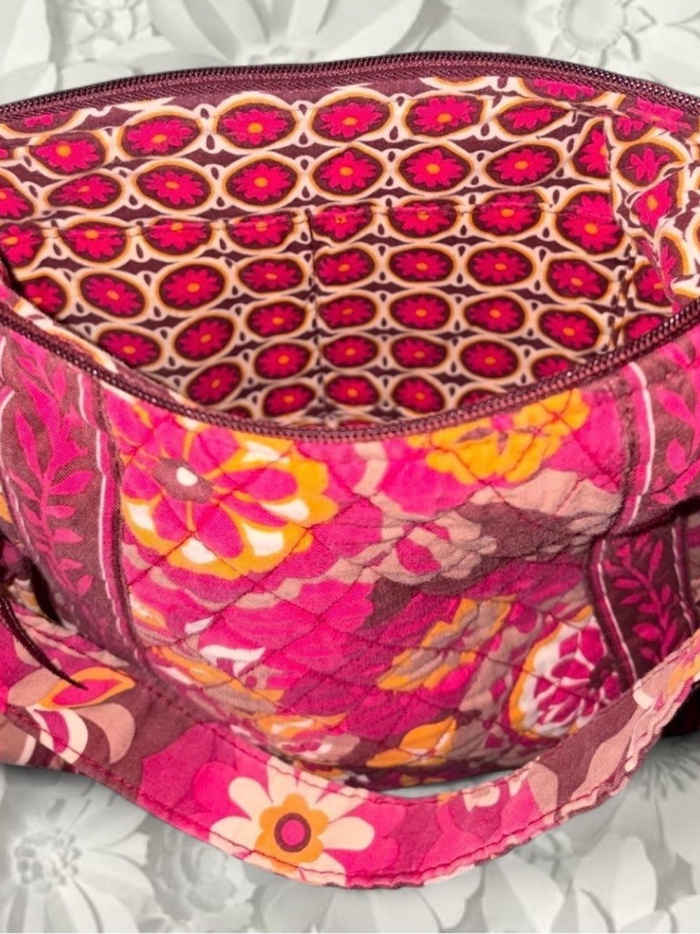 Vera Bradley Hot Pink Floral Quilted Shoulder Bag
